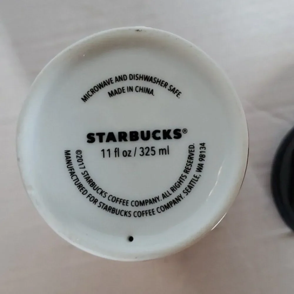 2017 Starbucks Travel Mug Cup Tumbler 11oz Ceramic Red Hot Cold Coffee Tea Cocoa